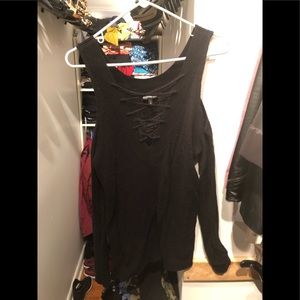 Express lace up cold shoulder sweater
